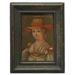 Rare 18th Century Italian Portrait Miniature - Oil on Copper