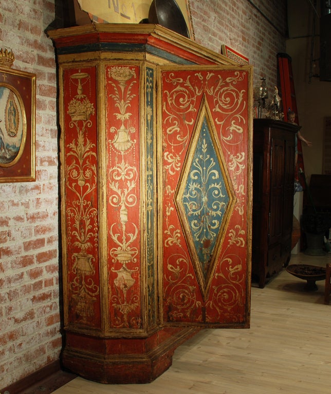 Italian 17th Century Tuscan Armadio Painted in Arabesques For Sale