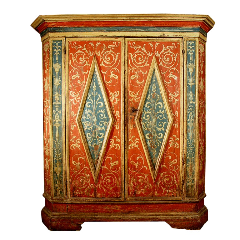 17th Century Tuscan Armadio Painted in Arabesques For Sale