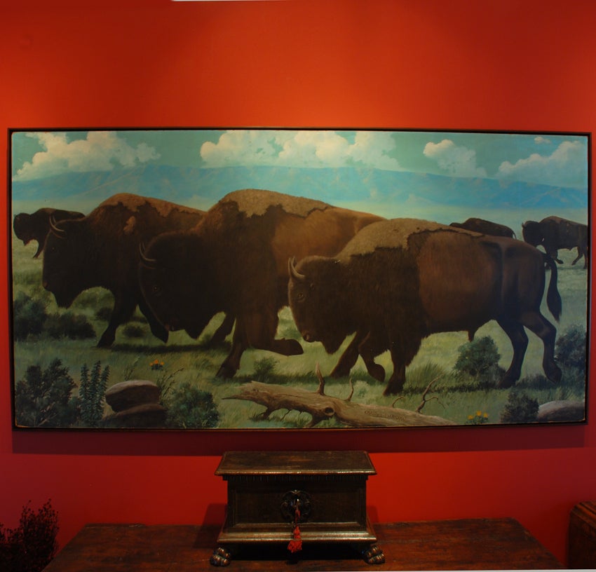 Rare Charles Damrow Oil Painting - Buffalo