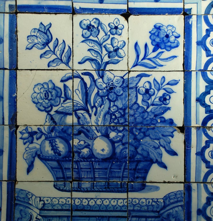 18th Century and Earlier Rare 17th Century Portuguese Blue on White Azulejo - Tile Panel
