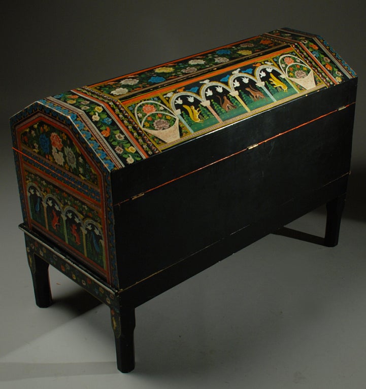 Mid-20th Century Vintage Mexican Painted and Lacquered Chest - Olinala
