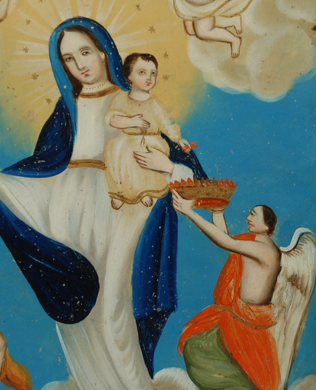 19th Century Mexican Folk Retablo Painting - Madre de la Luz 2