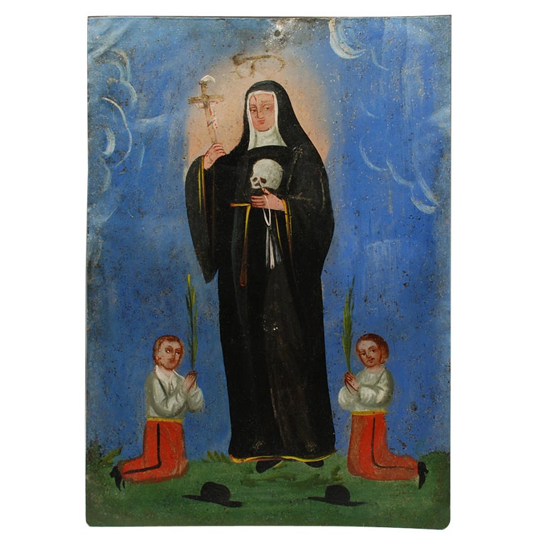 19th Century Mexican Folk Retablo - Santa Rita