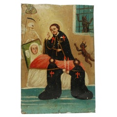 19th Century Mexican Folk Retablo - San Camilo