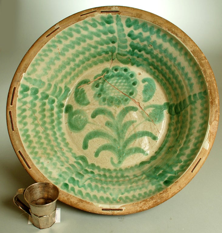 Ceramic Large Antique Spanish Lebrillo - Circa 1860