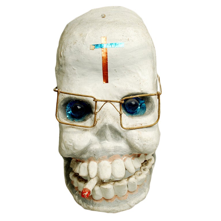 Vintage Mexican Paper Mache Calaca (skull) Mask - Circa 1950.