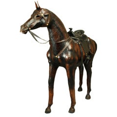 Rare Antique Mexican Molded Leather Horse
