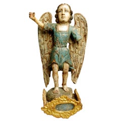 Rare 18th Century Spanish Colonial Gilt-wood Angel