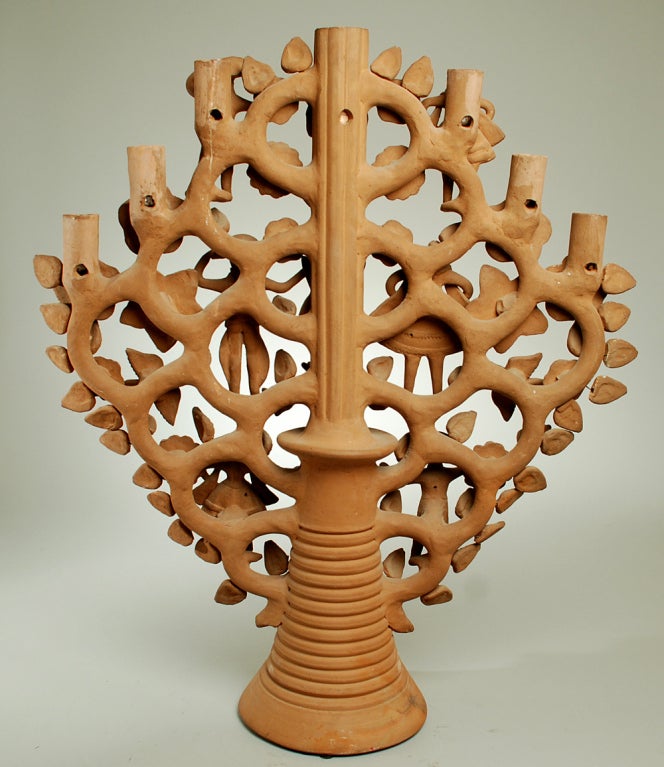 Large Antique Mexican Tree of Life Candelabra - Soteno Family In Excellent Condition In San Francisco, CA