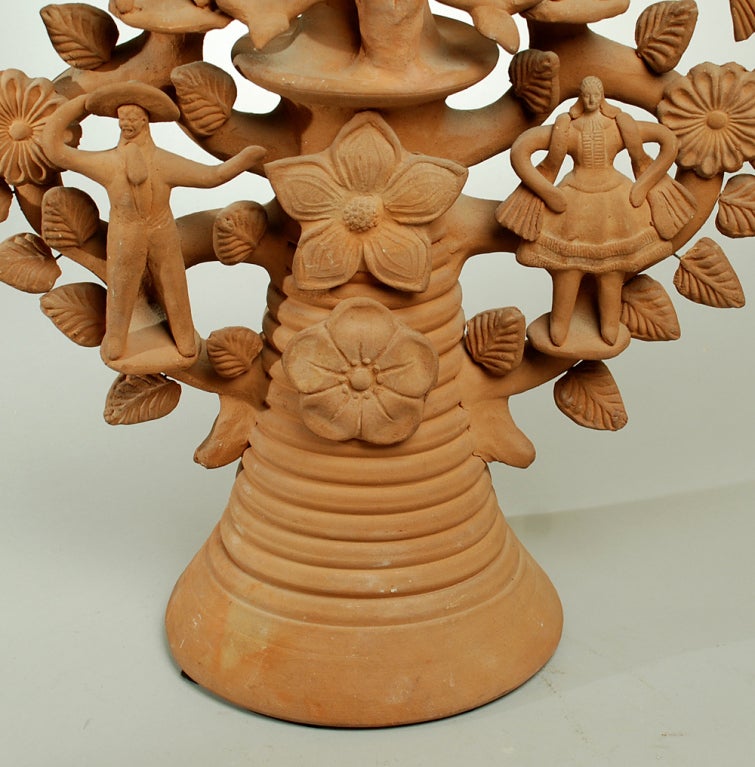 Mid-20th Century Large Antique Mexican Tree of Life Candelabra - Soteno Family