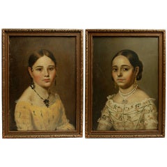 Antique A Pair of Fine and Rare 19th Century Mexican Retratos