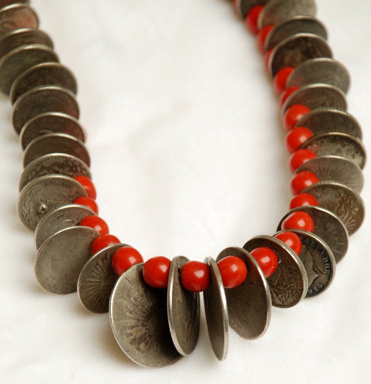 19th Century Extremely Rare Antique Mexican Fred Davis Forty Coin Necklace For Sale