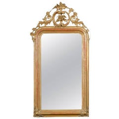 French Gilt Mirror with Crest