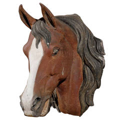 Antique Painted Zinc Horse Head
