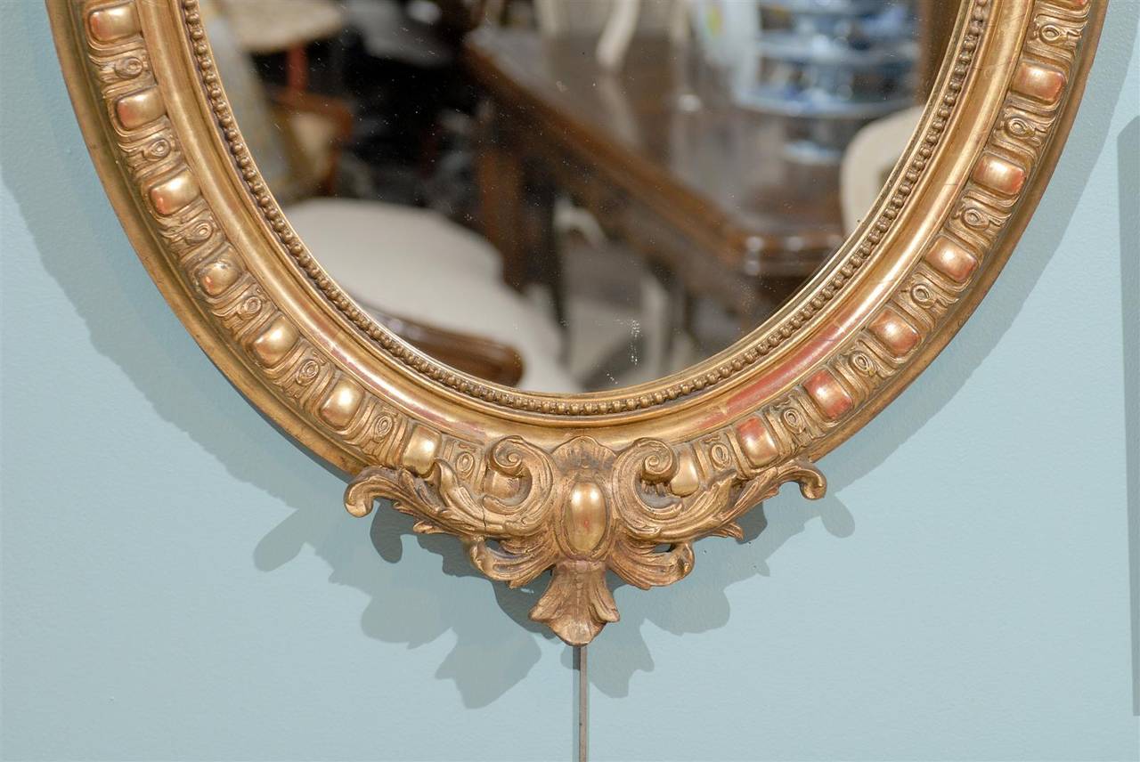 Pair of 19th Century Rococo Revival Oval Giltwood Mirrors 2
