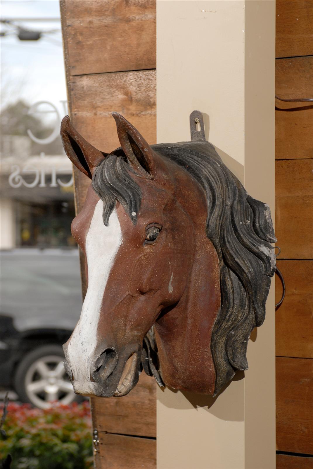 French Painted Zinc Horse Head