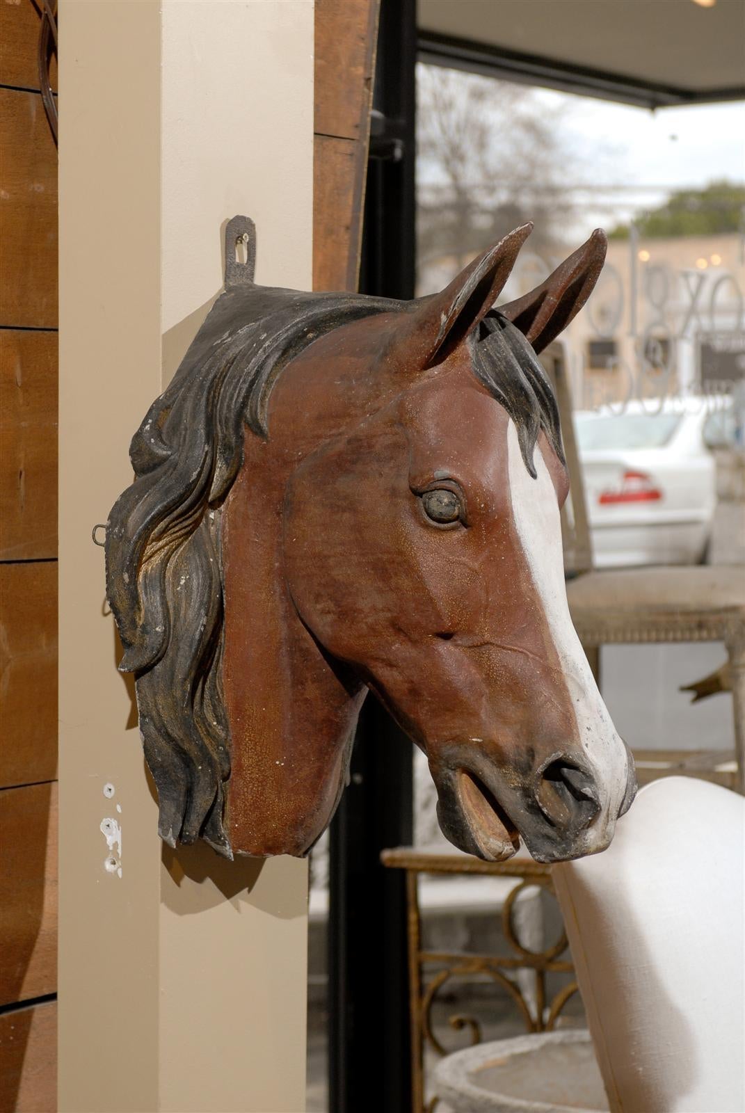 19th Century Painted Zinc Horse Head