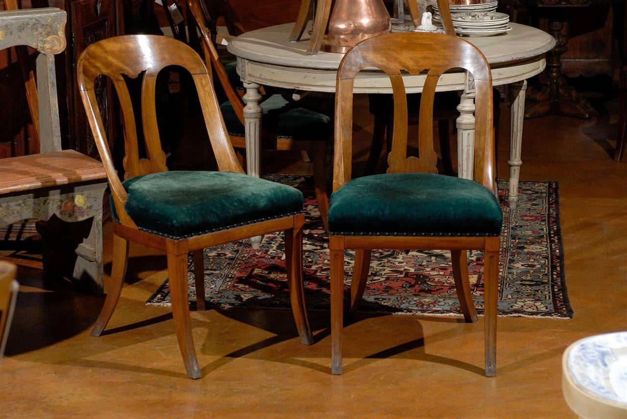 Set of 6 French Walnut Chairs