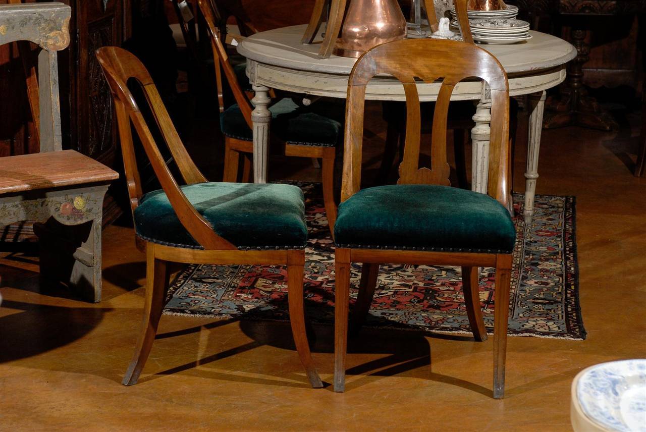 Set of Six French Walnut Chairs 1