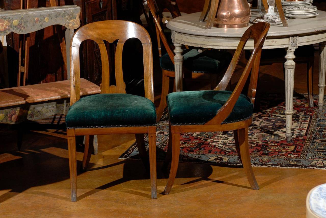 Set of Six French Walnut Chairs 4