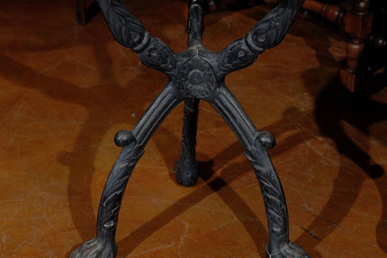 French 19th Century Wrought Iron Base Bistro Table with Round White Marble Top 4