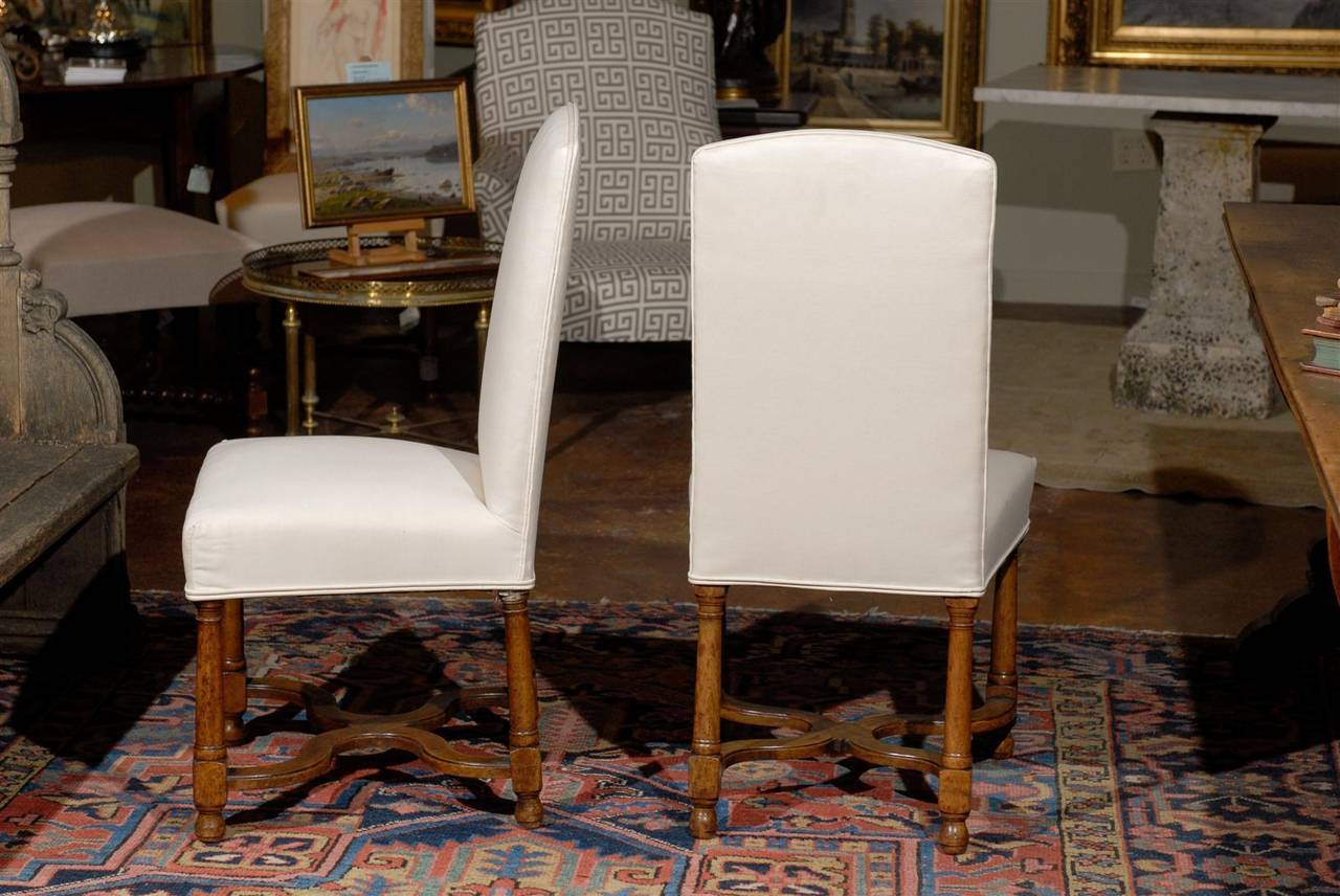 Set of Eight Louis Philippe Style Walnut Upholstered Dining Chairs 1