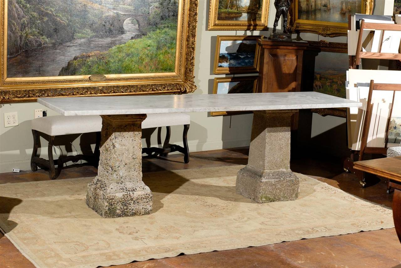 French marble and stone console.