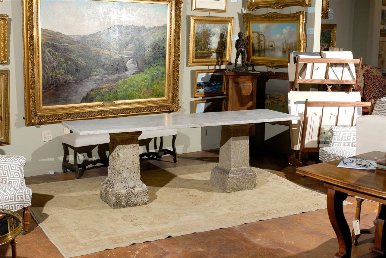 French Marble and Stone Console In Excellent Condition In Atlanta, GA