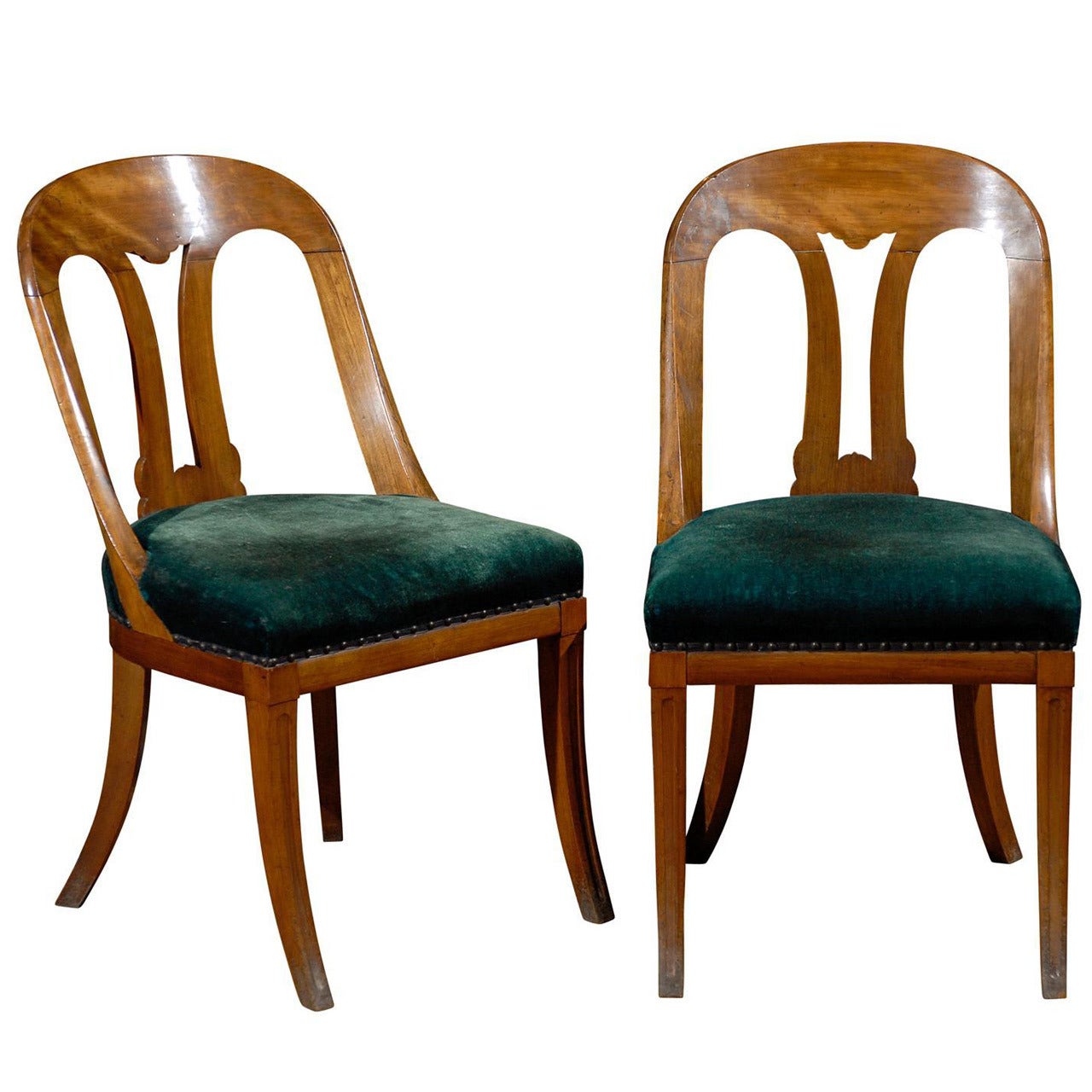 Set of Six French Walnut Chairs