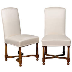 Set of Eight Louis Philippe Style Walnut Upholstered Dining Chairs