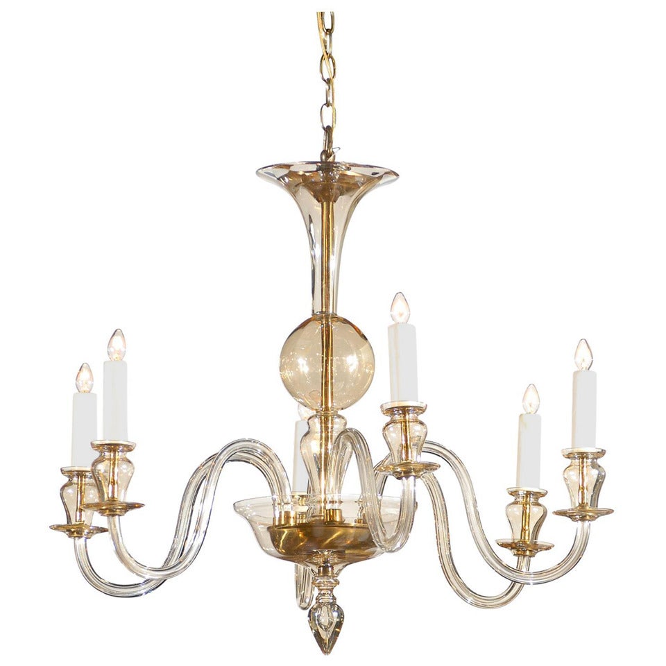 Bohemian Glass 6 Arm Chandelier