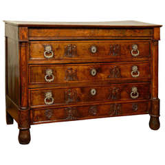 Neoclassical Provincial Carved Walnut Commode