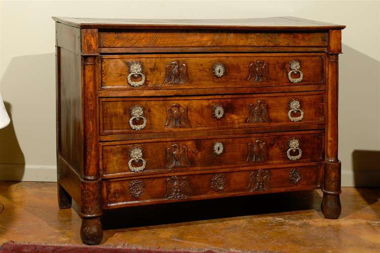 Italian Neoclassical Provincial Carved Walnut Commode