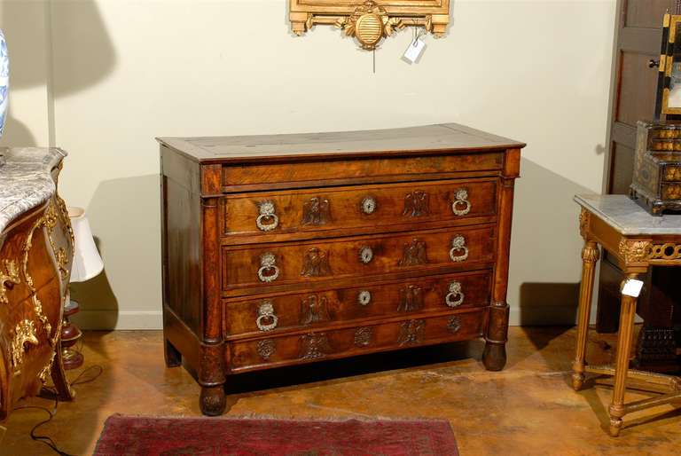 Neoclassical Provincial Carved Walnut Commode In Excellent Condition In Atlanta, GA
