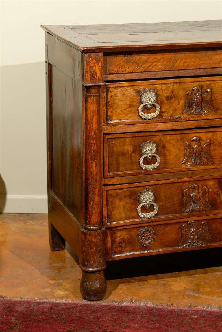 19th Century Neoclassical Provincial Carved Walnut Commode