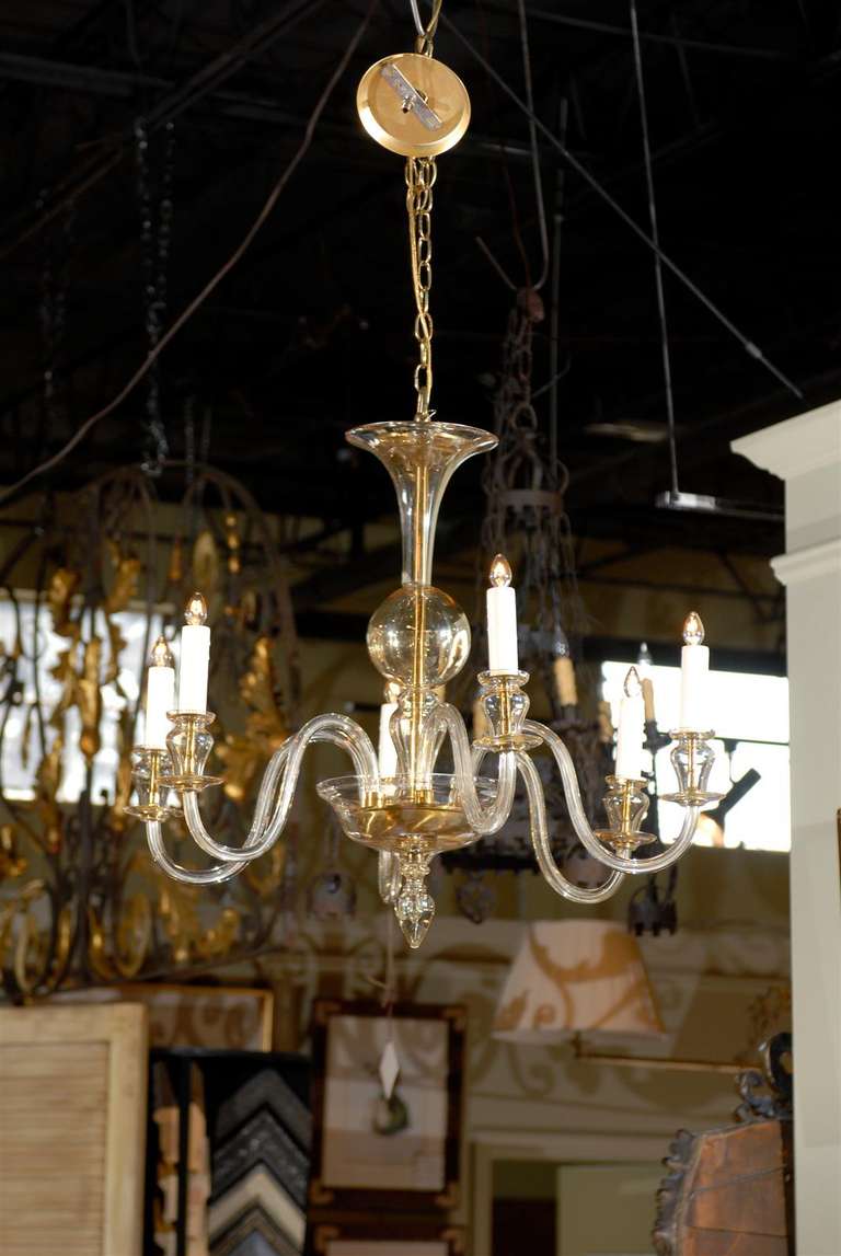 Bohemian glass 6 arm chandelier