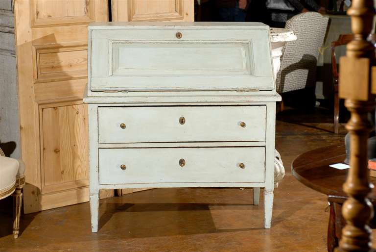 Painted Writing Desk with Slant Front and Multiple Drawers 3