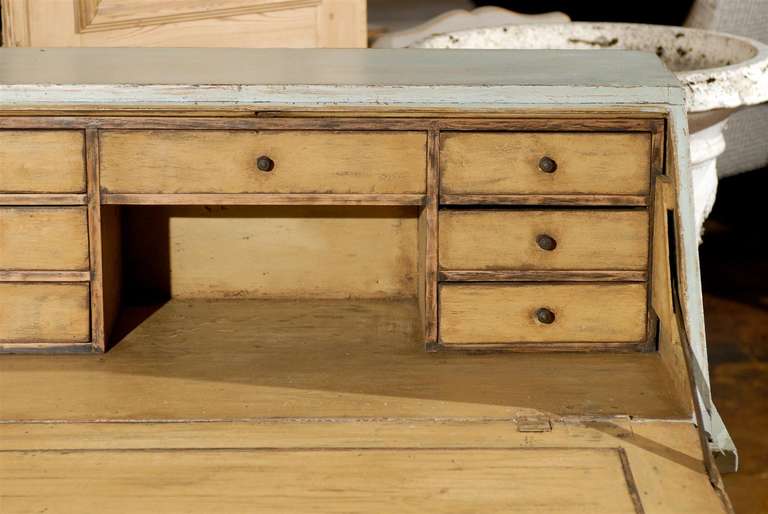 Painted Writing Desk with Slant Front and Multiple Drawers 4