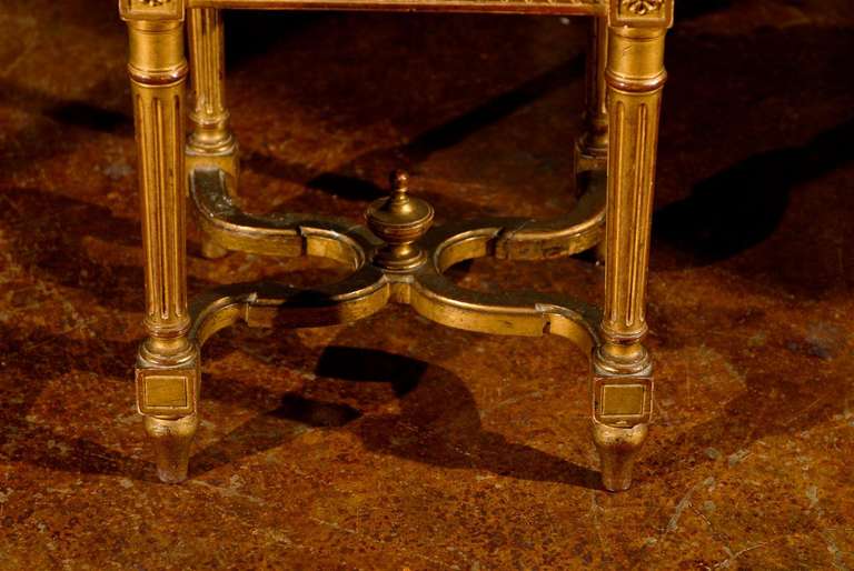 French Giltwood Bench with Leather Top 6