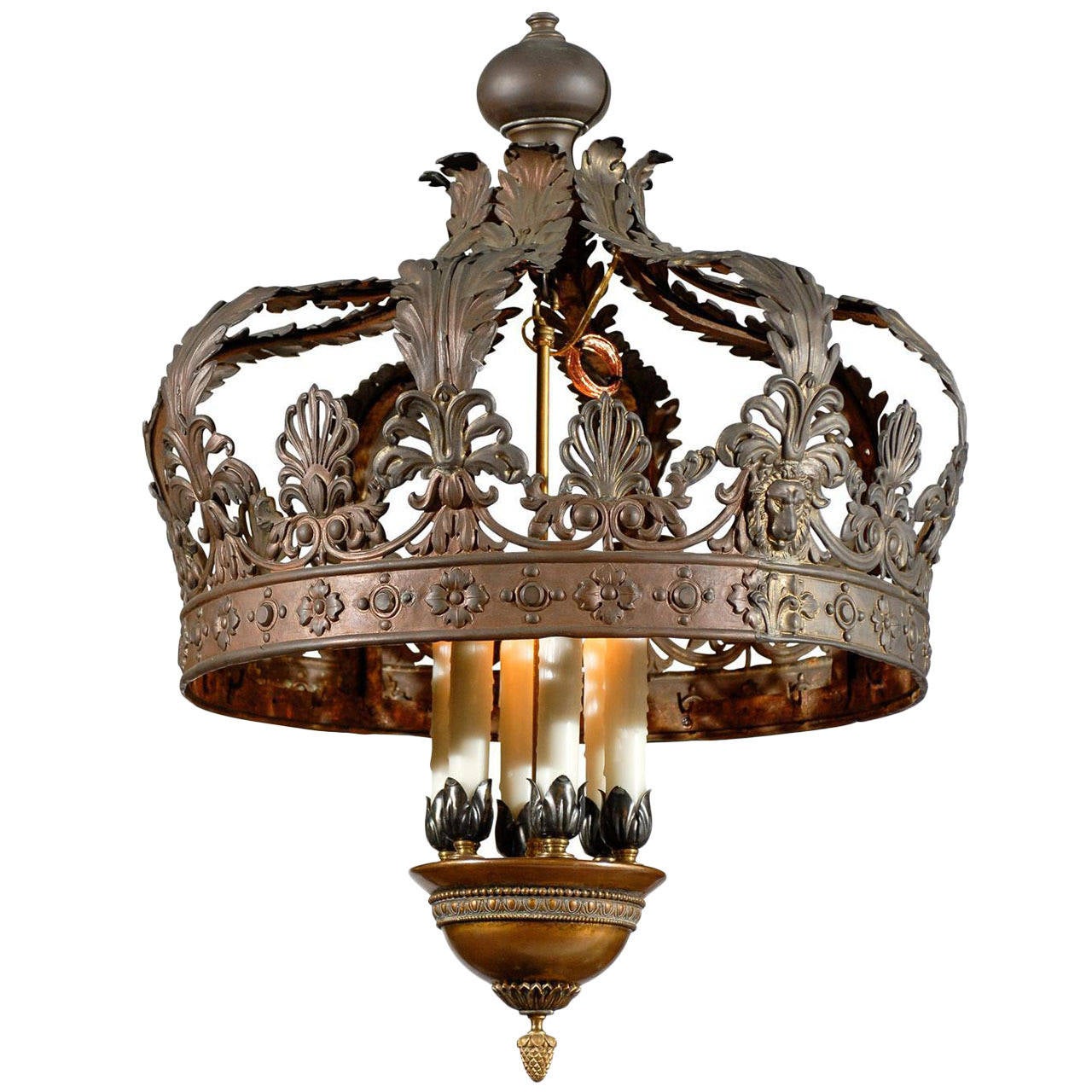 French Bronze Copper Crown Chandelier at 1stDibs chandelier crown, copper crown of bronze