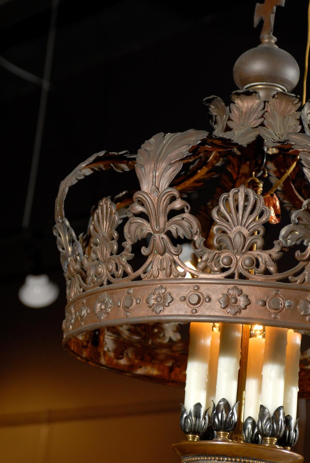French Bronze Copper Crown Chandelier at 1stDibs chandelier crown, copper crown of bronze