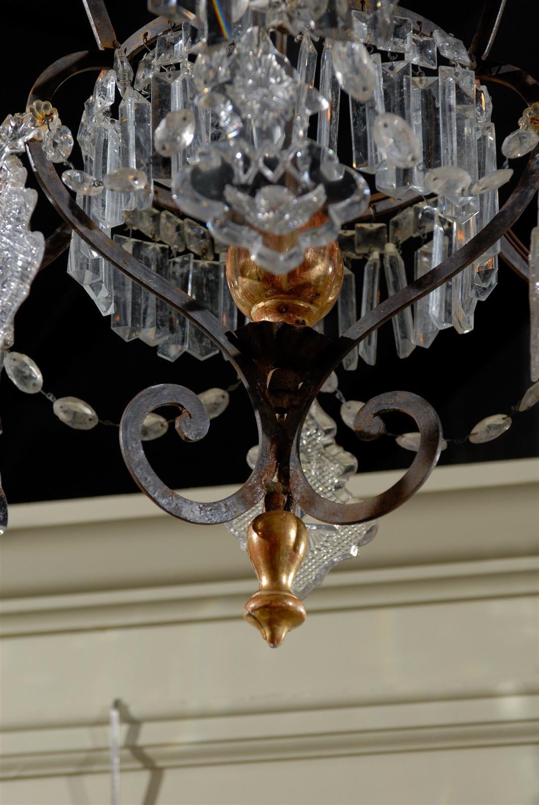 Italian Iron and Crystal Chandelier 6