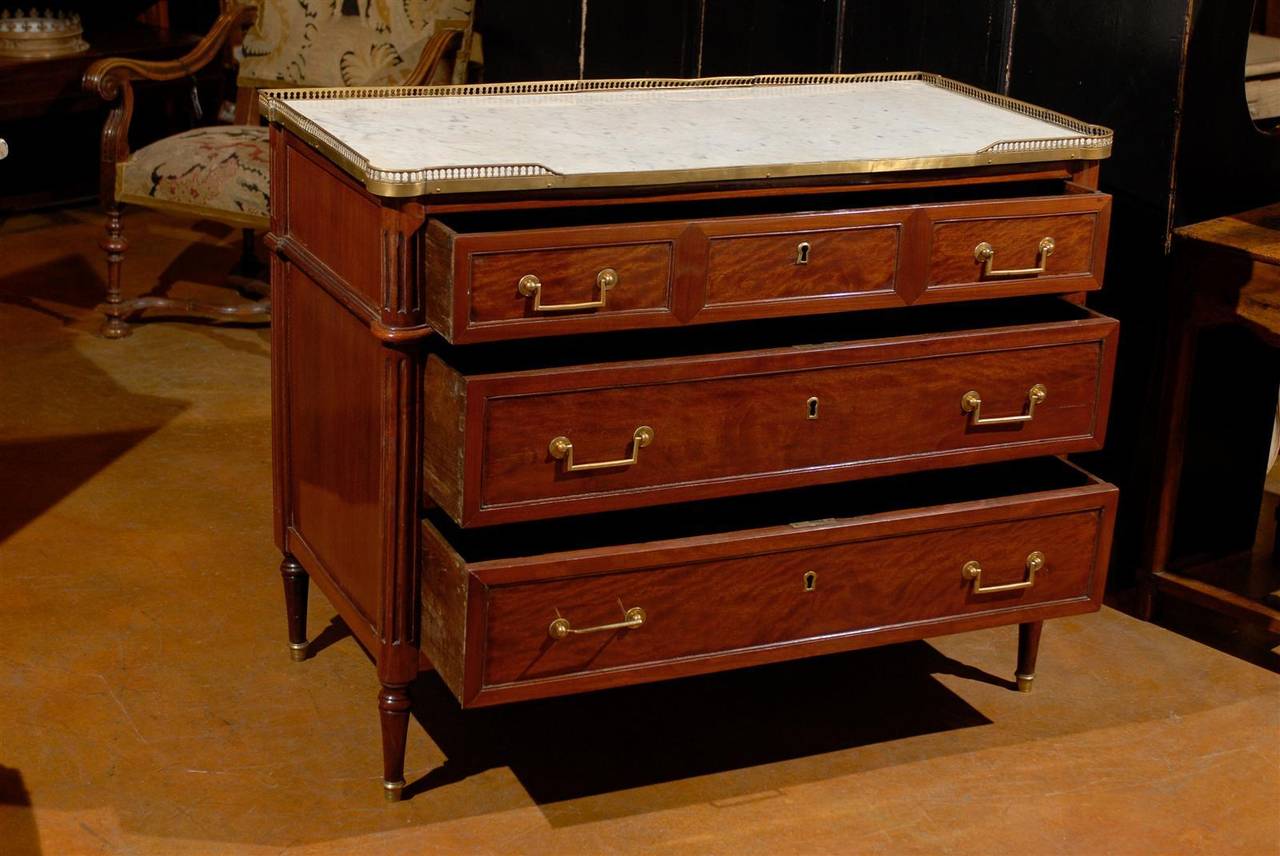 19th Century Louis XVI Style Marble Top Commode 6