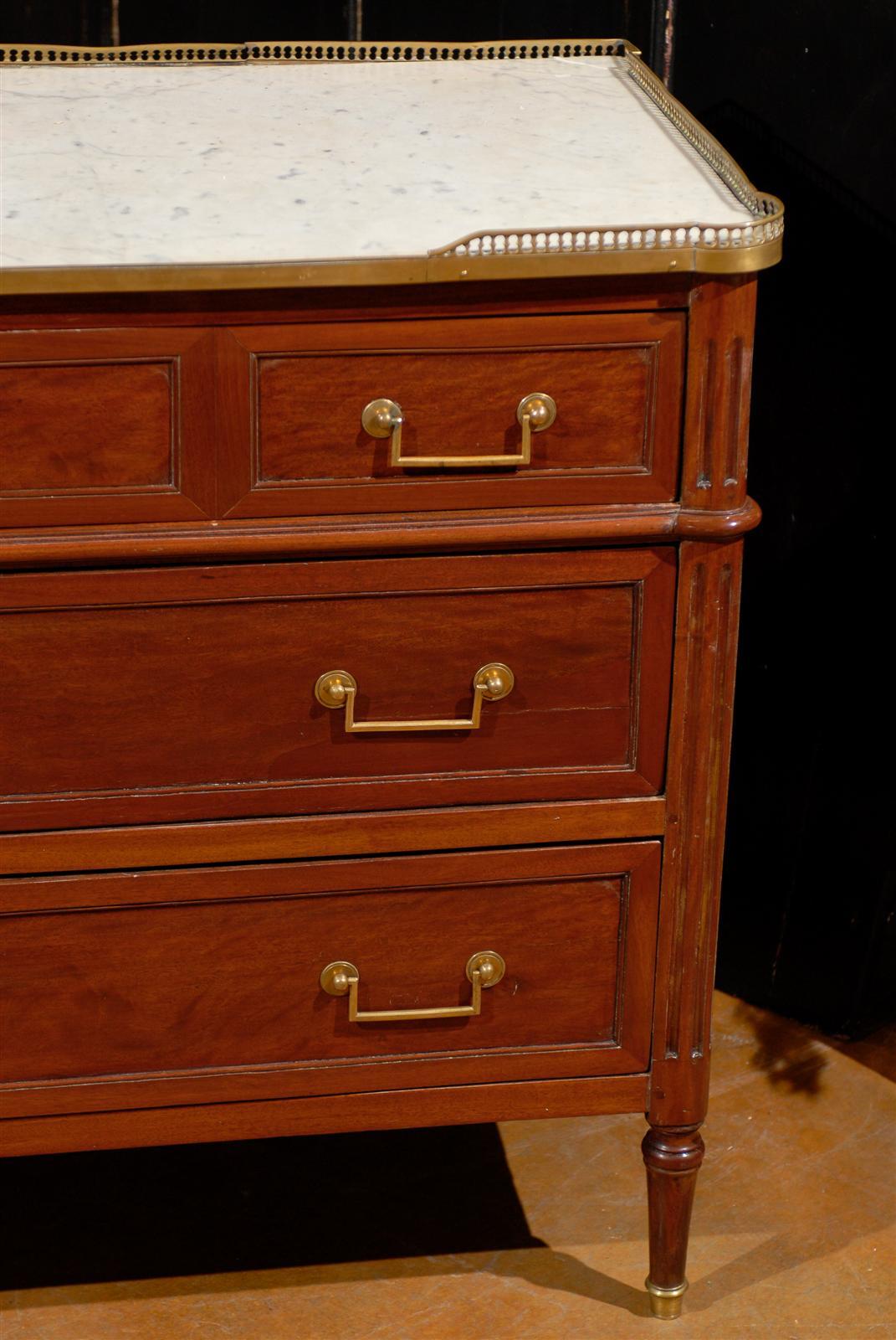 19th Century Louis XVI Style Marble Top Commode 4