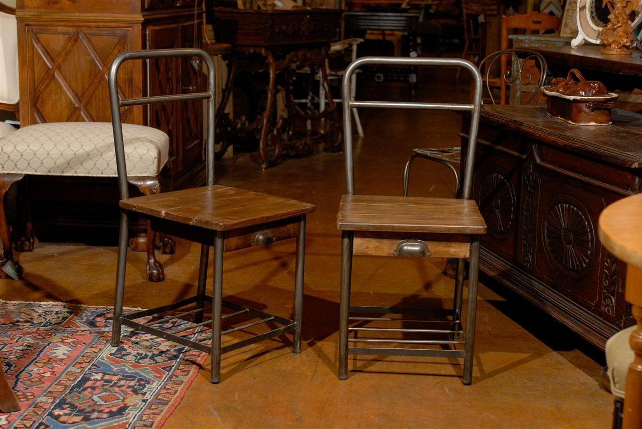 Pair of French Industrial Chairs 4