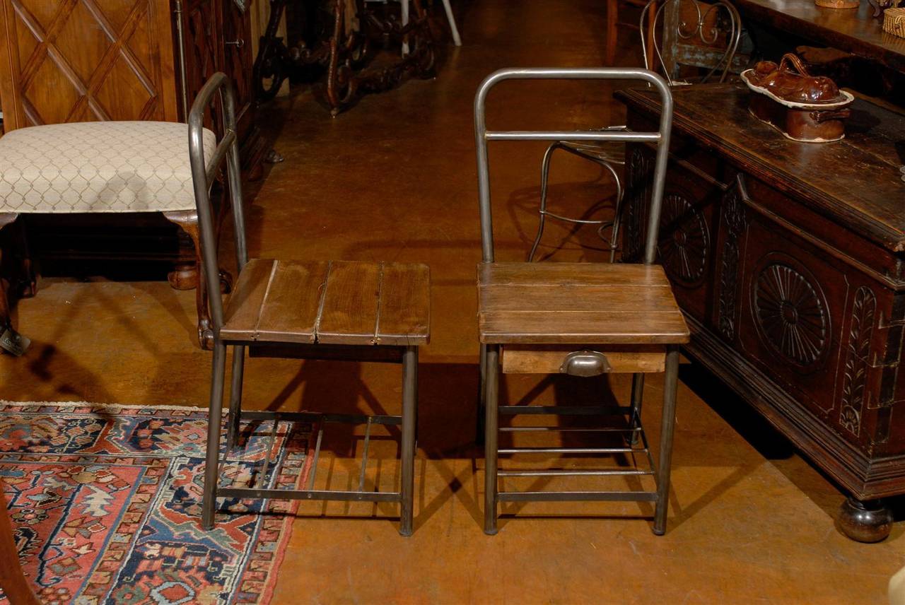 Pair of French Industrial Chairs 1