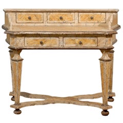 Baroque Style Florentine Marbleized Desk with Five Drawers