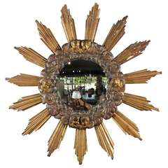 Italian Putti Starburst Mirror with Original Glass