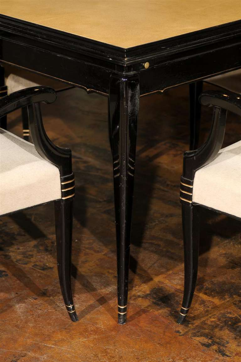 French Lacquered Game Table and Four Chairs 6